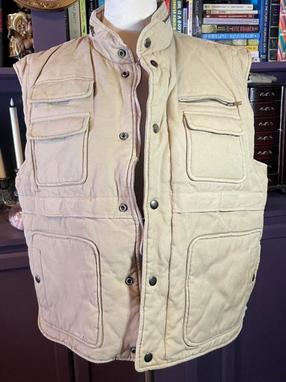 Vintage Tan Quilted Utility Vest
